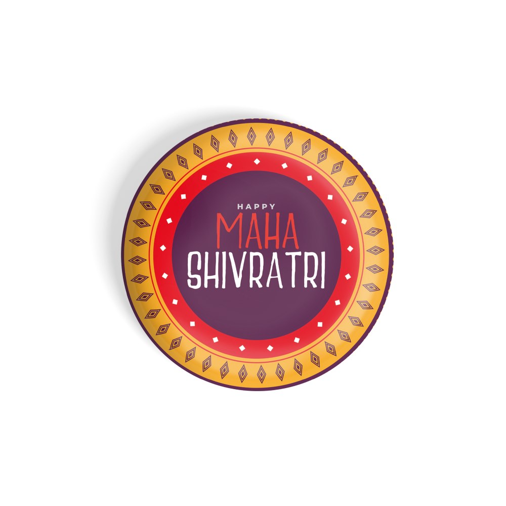 dhcrafts Round Fridge Magnet Multicolor Maha Shivratri D1 Glossy Finish Design Pack of 1 (75 mm)